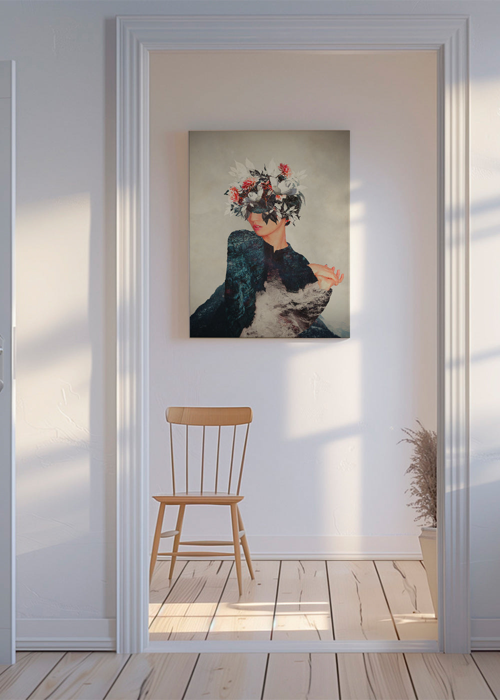 Botanisk plakat med blomsterportræt