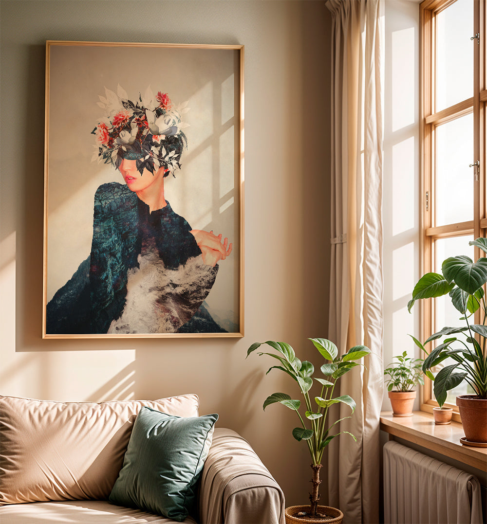 Botanisk plakat med blomsterportræt