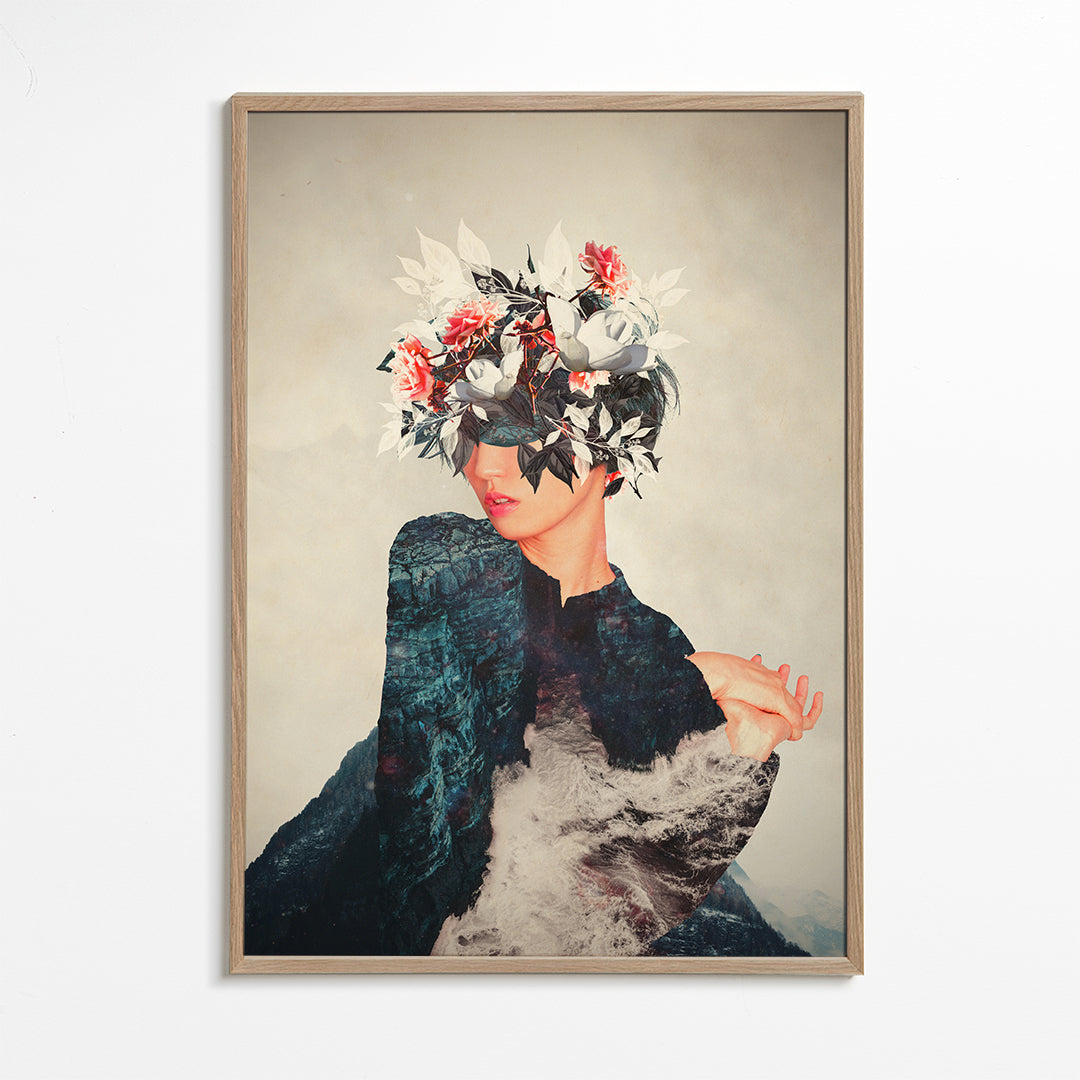 Botanisk plakat med blomsterportræt