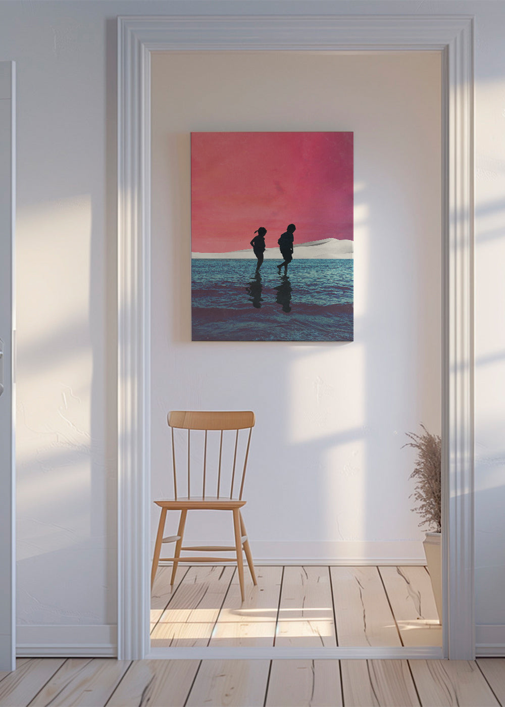 Børneplakat med silhuetter på vandet