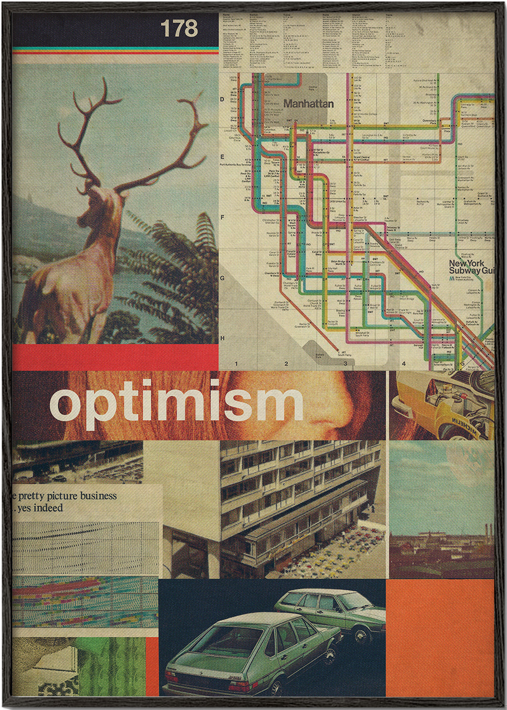 Vintage-collage med Manhattan-kort