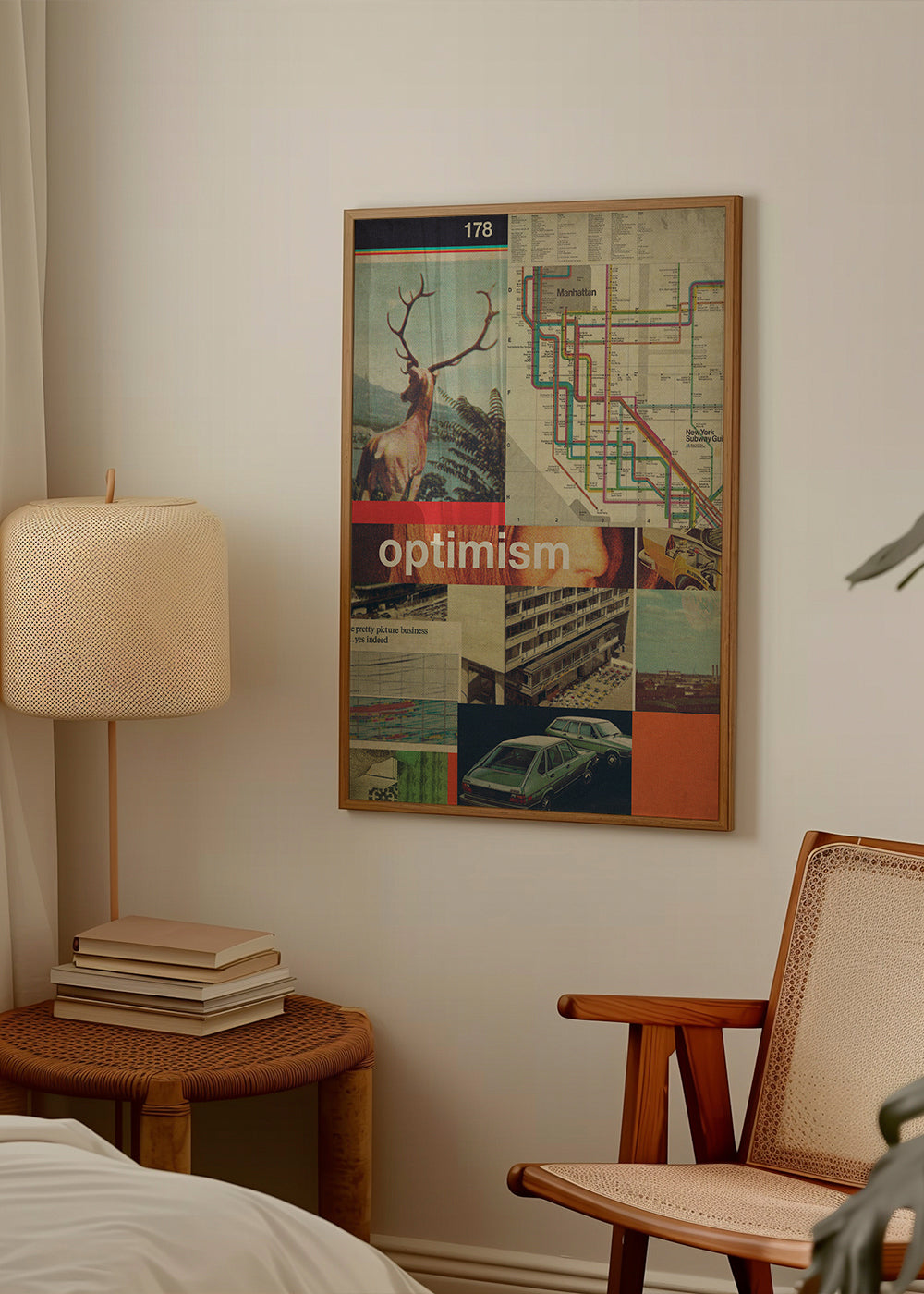 Vintage-collage med Manhattan-kort