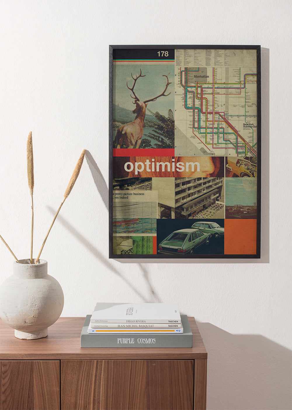 Vintage-collage med Manhattan-kort