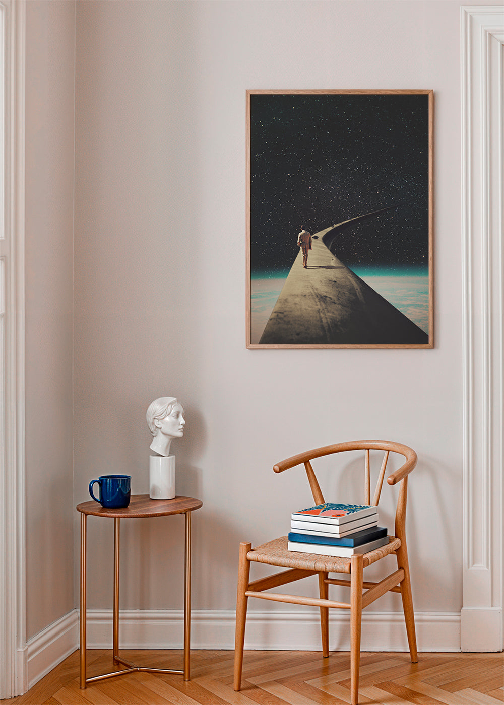 Surrealistisk fotografi af rejsende på vinge