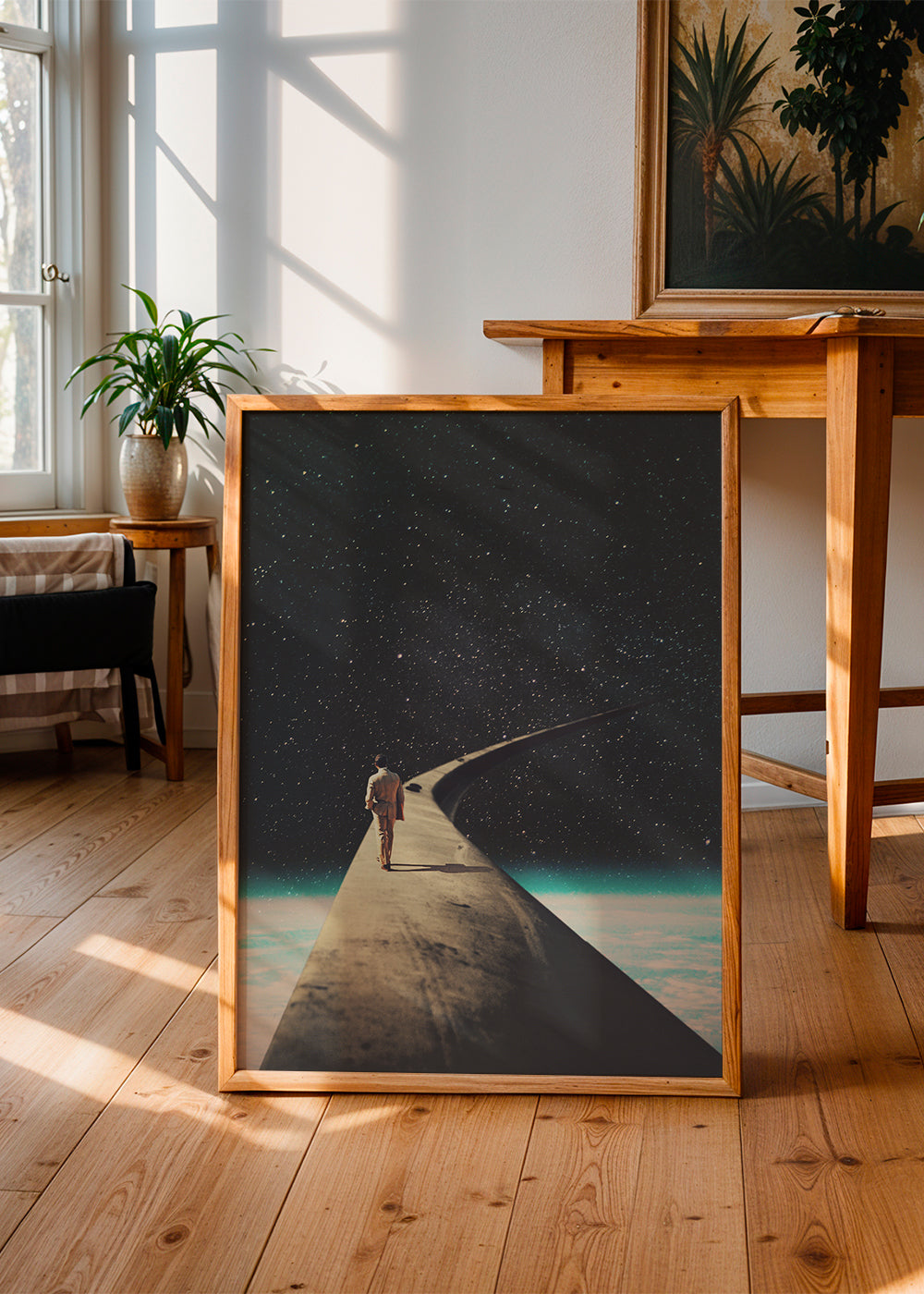 Surrealistisk fotografi af rejsende på vinge