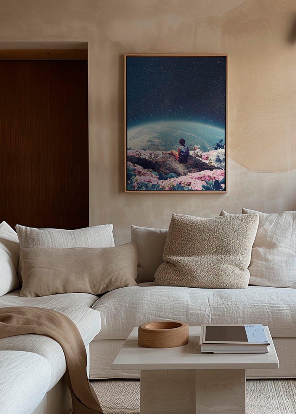 Botanisk plakat med rejsende og planet
