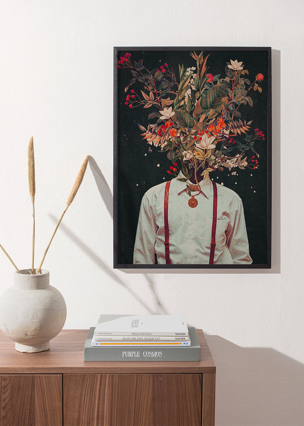 Botanisk plakat: surrealistisk blomsterportræt