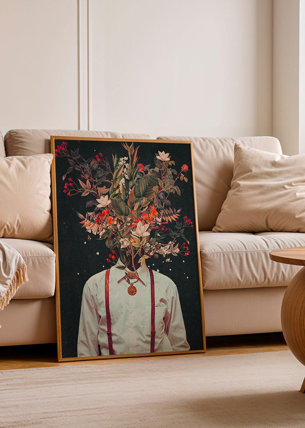Botanisk plakat: surrealistisk blomsterportræt