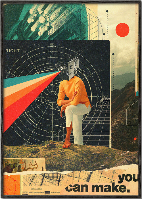 Vintage plakat med kamera-collage