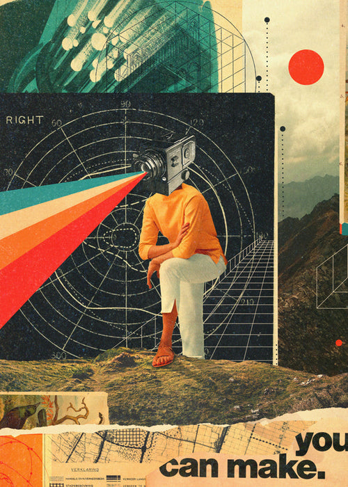 Vintage plakat med kamera-collage