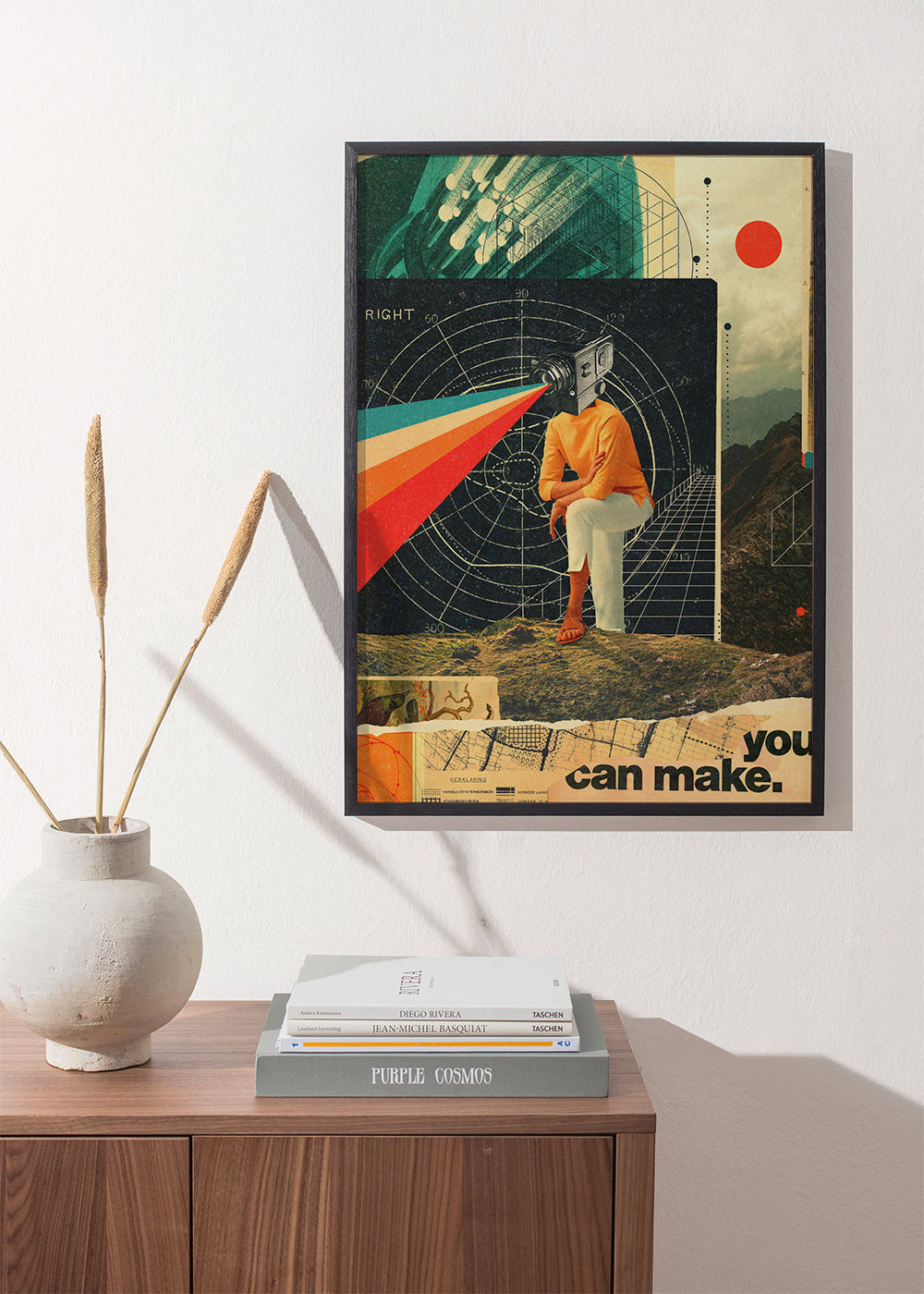 Vintage plakat med kamera-collage