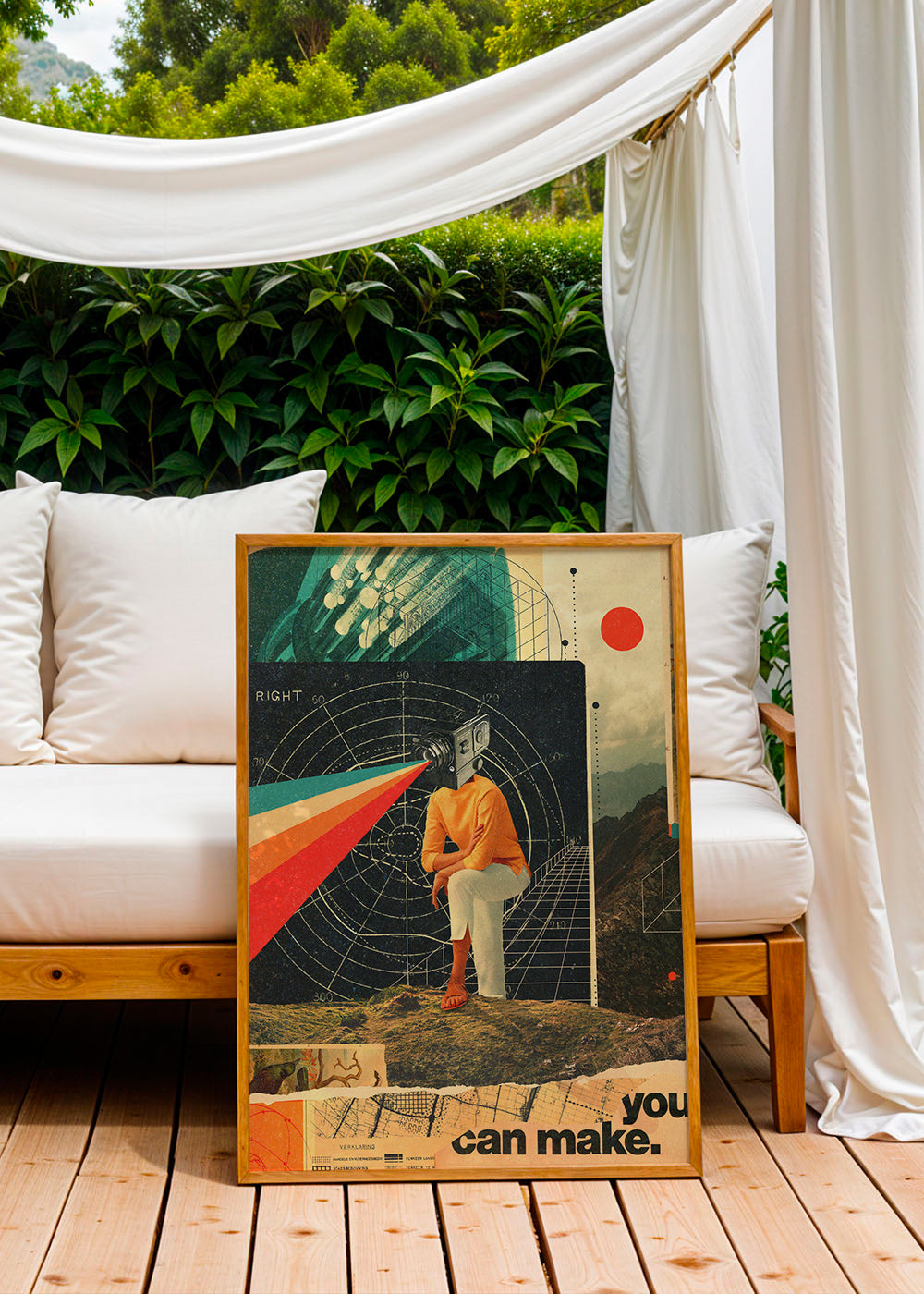 Vintage plakat med kamera-collage