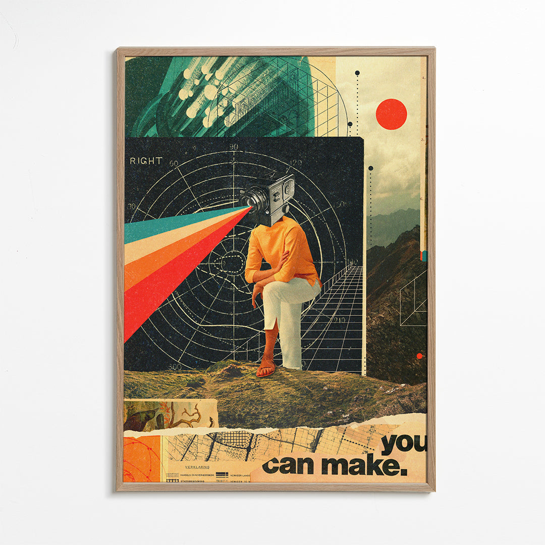 Vintage plakat med kamera-collage