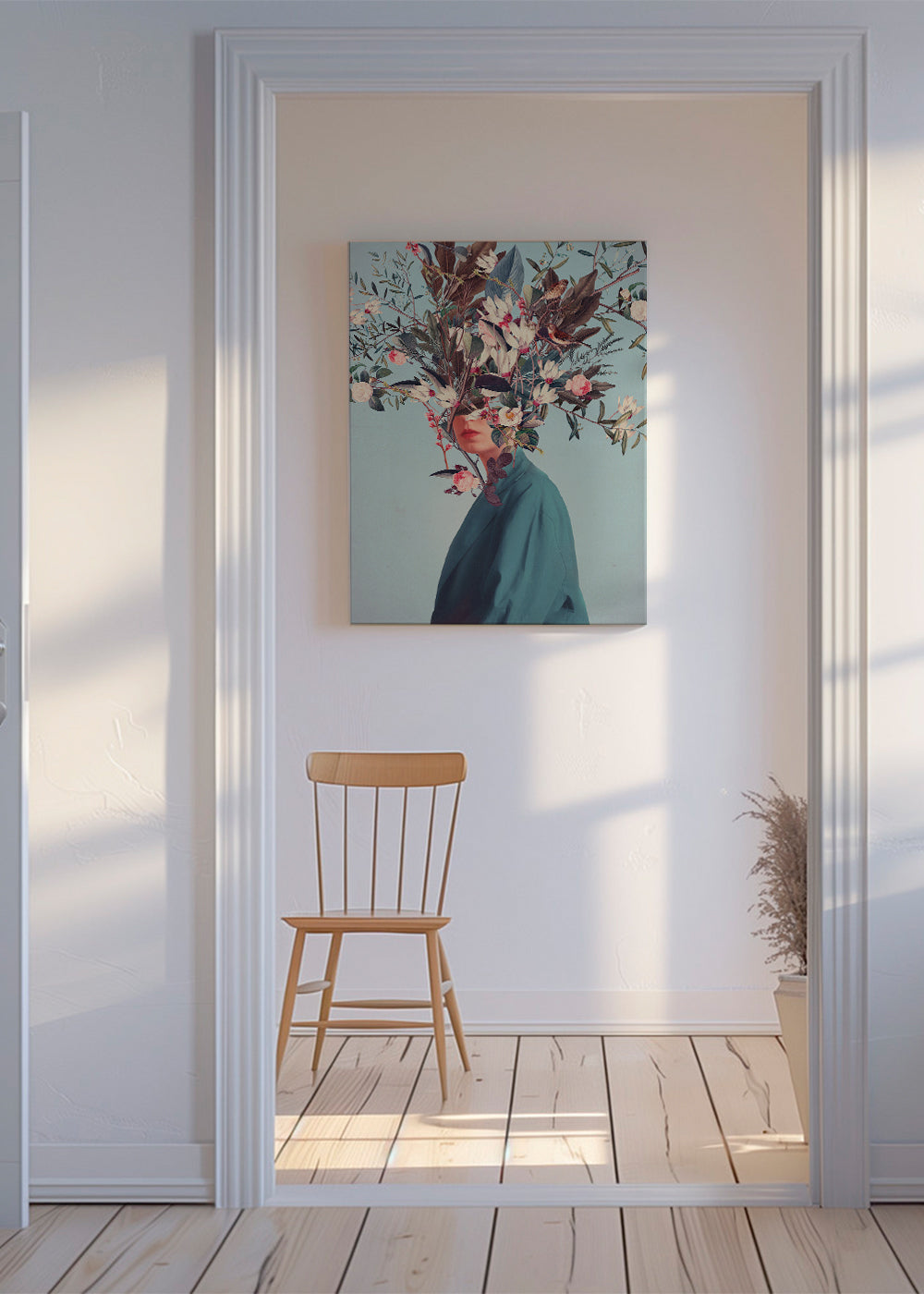 Botanisk plakat med blomsterportræt