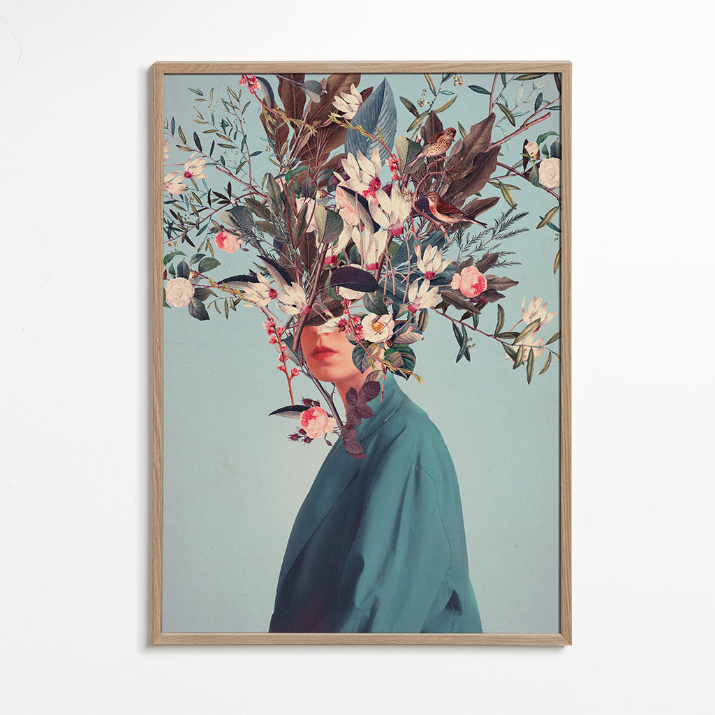 Botanisk plakat med blomsterportræt