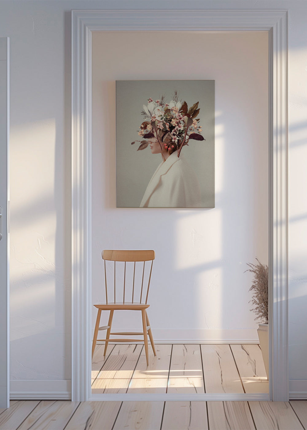Botanisk plakat med blomsterportræt