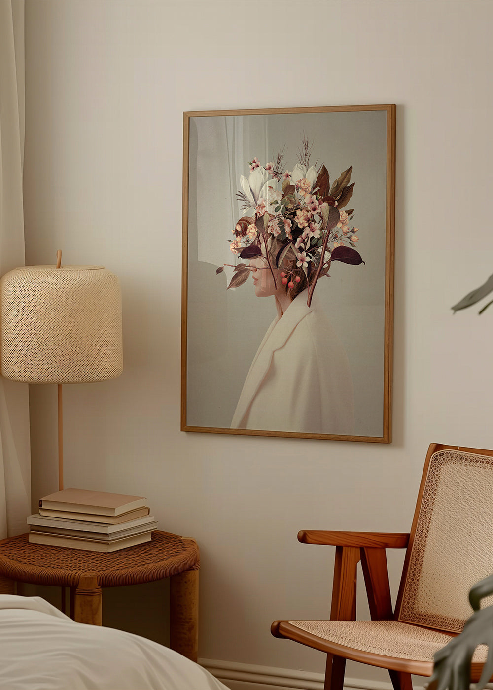 Botanisk plakat med blomsterportræt