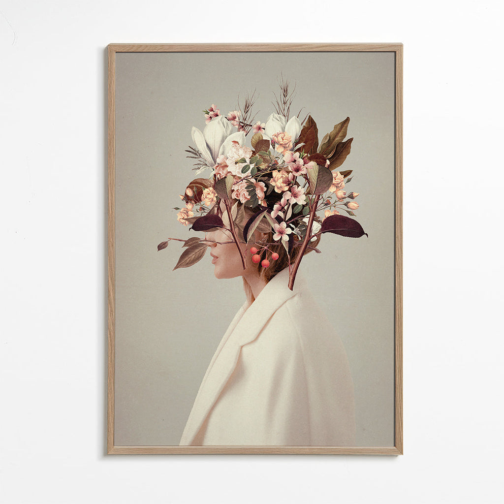 Botanisk plakat med blomsterportræt