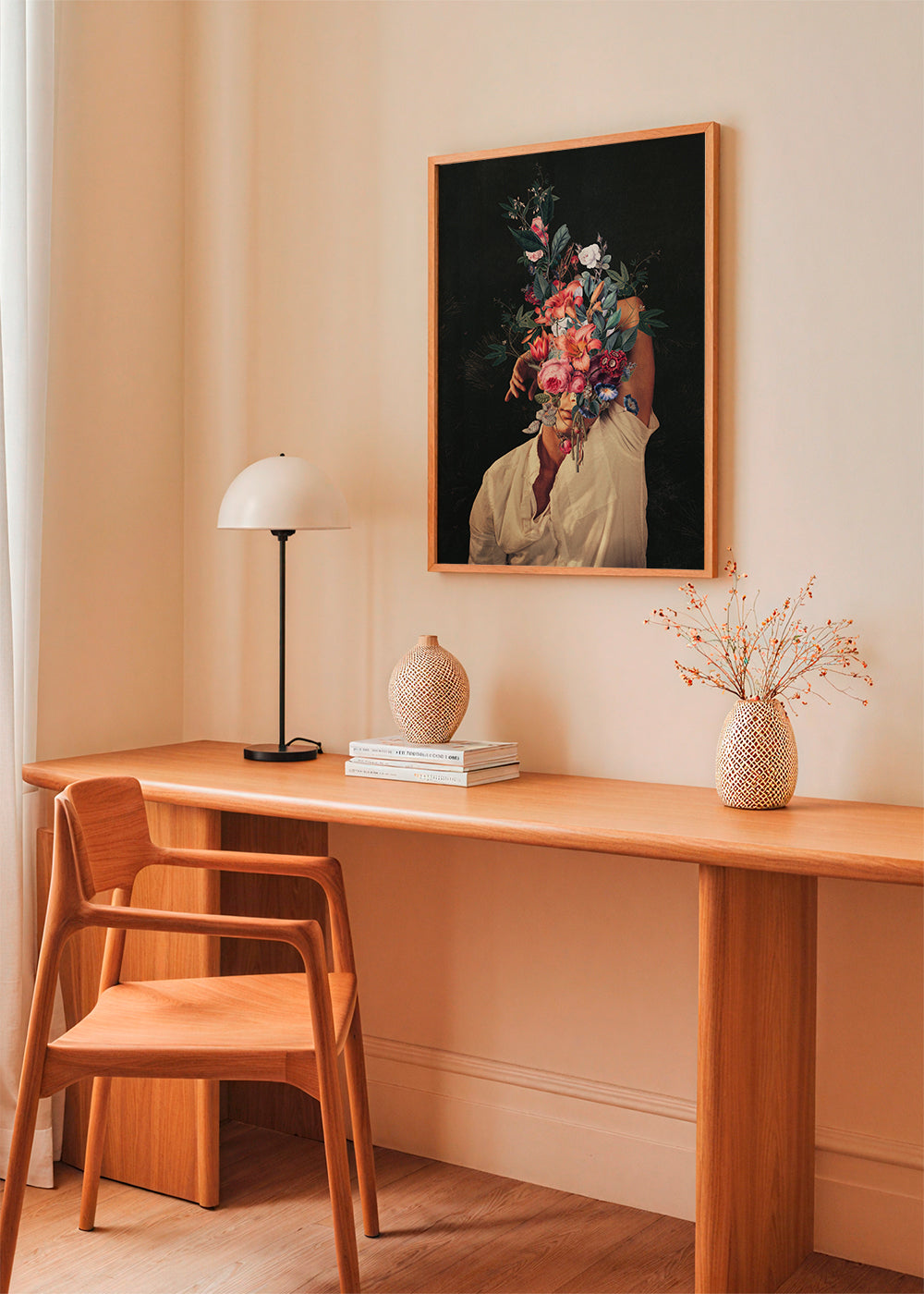 Botanisk plakat: surrealistisk blomsterportræt