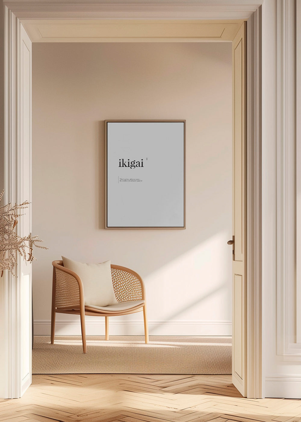 Ikigai typografisk minimalistisk plakat