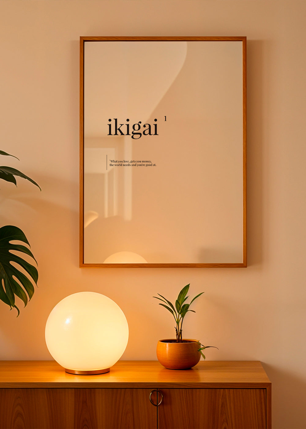 Ikigai typografisk minimalistisk plakat