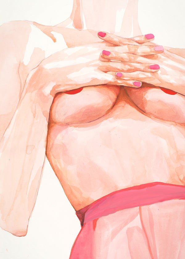 Illustration: kvindelig torso akvarel