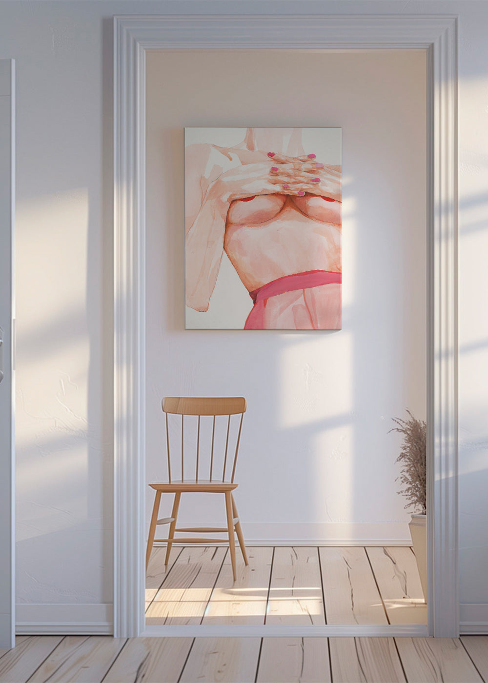 Illustration: kvindelig torso akvarel