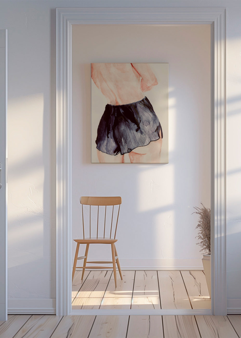 Kvinde akvarel illustration med kort nederdel