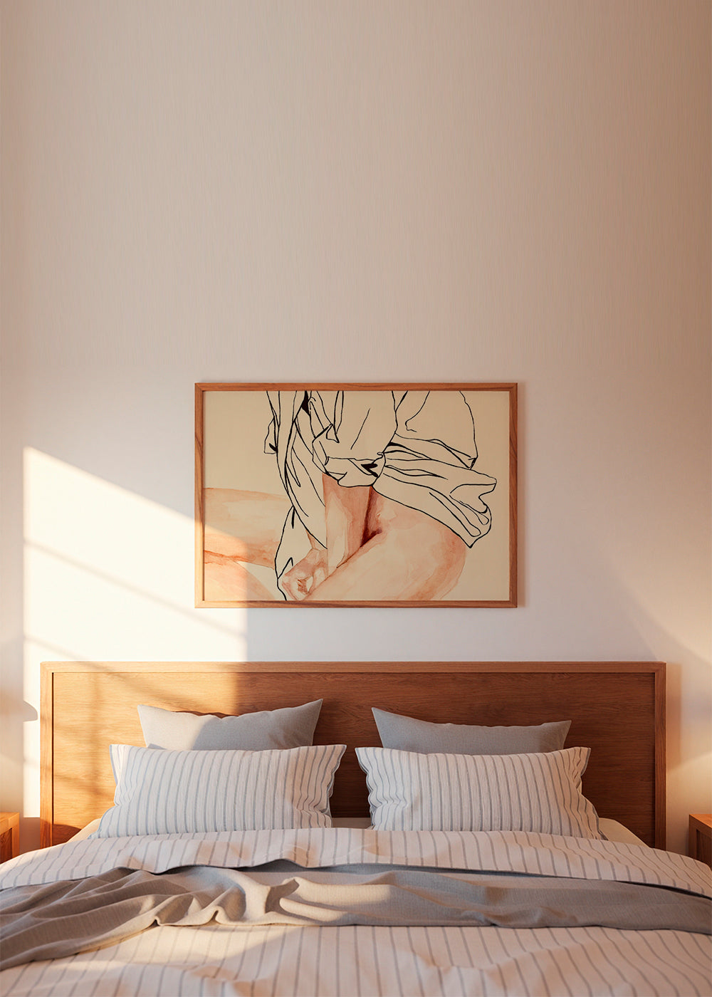 Figurativ kvindelig illustration i blæk og akvarel