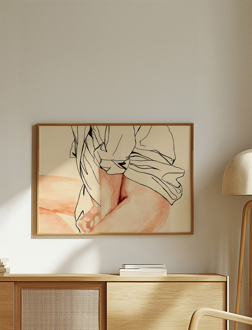 Figurativ kvindelig illustration i blæk og akvarel