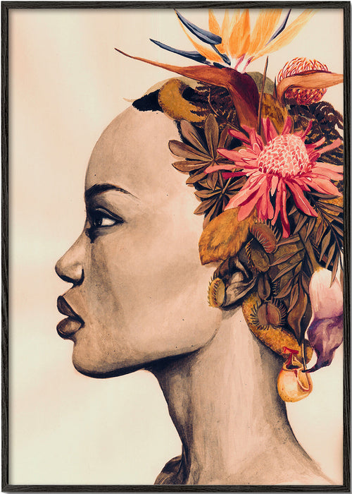 Botanisk plakat: profil med blomsterkrone