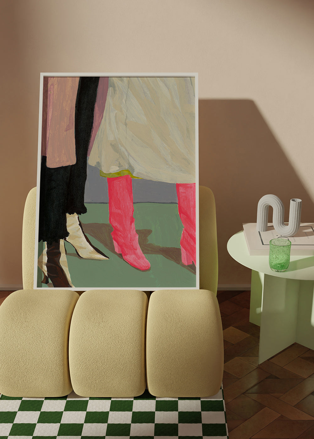 Illustration af rosa støvler og skørter