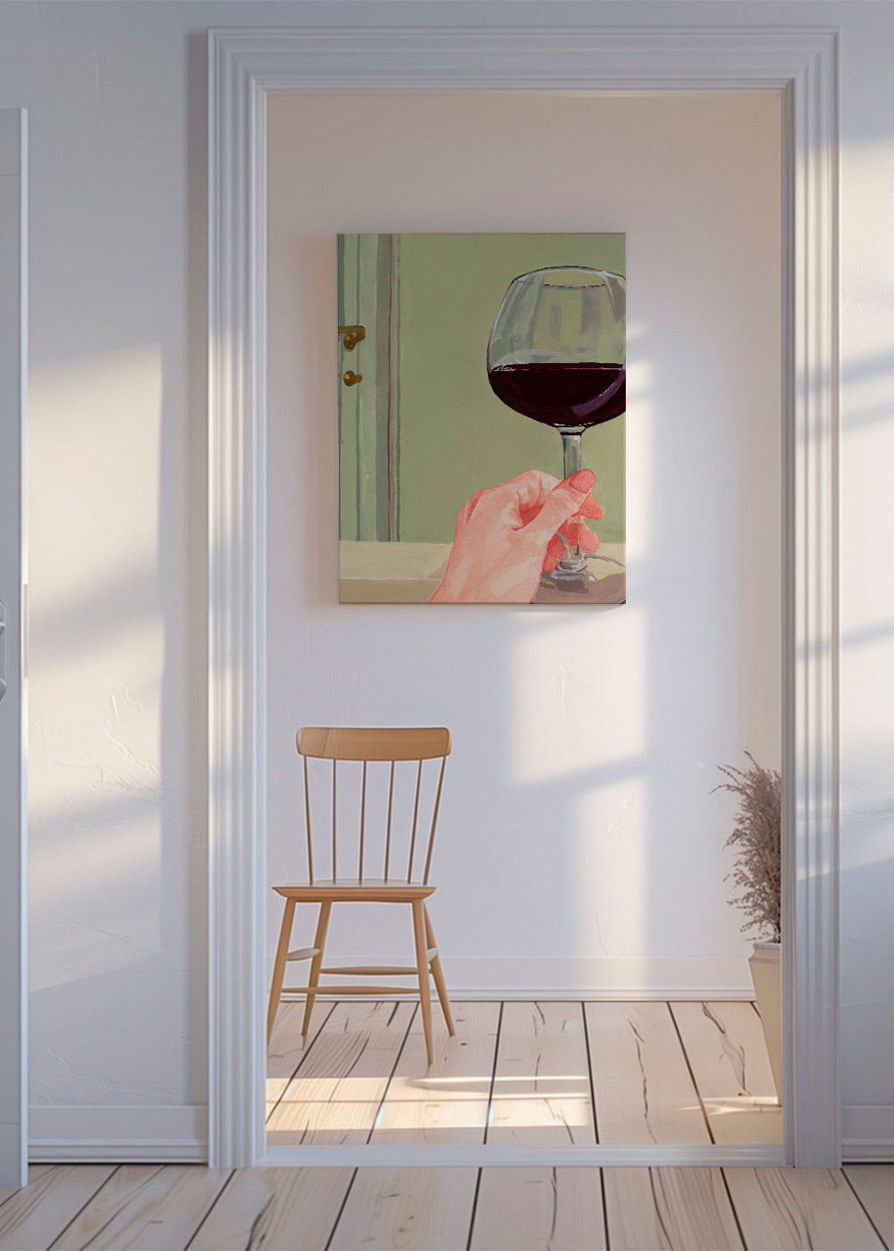 Køkkenkunst med vinglas og hånd