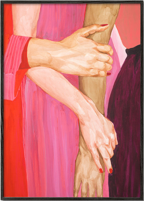 Illustration sammenflettede hænder i rosa