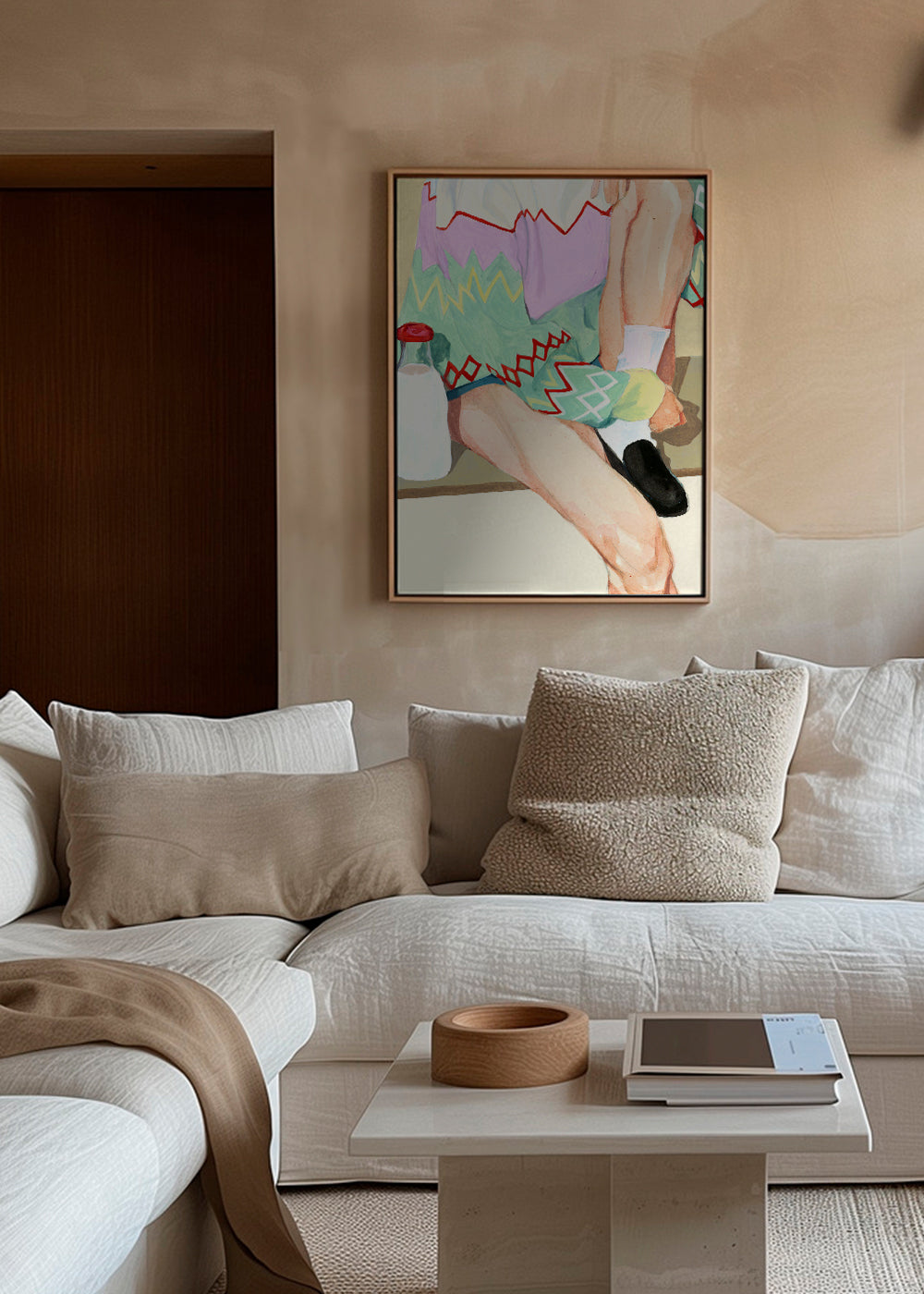 Køkkenkunst med figur og geometrisk mønster