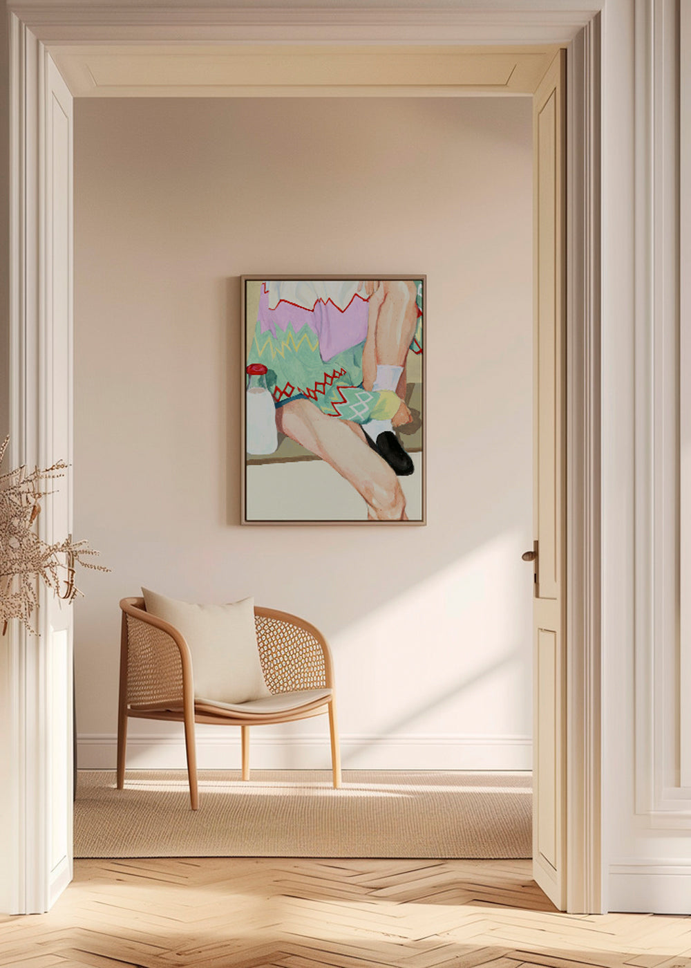 Køkkenkunst med figur og geometrisk mønster