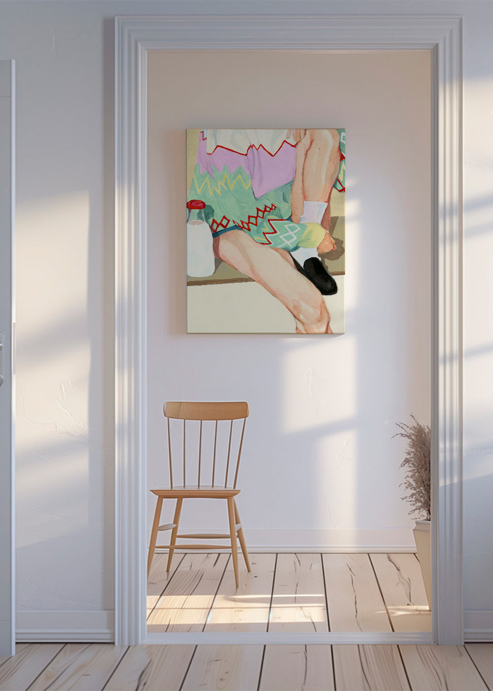 Køkkenkunst med figur og geometrisk mønster