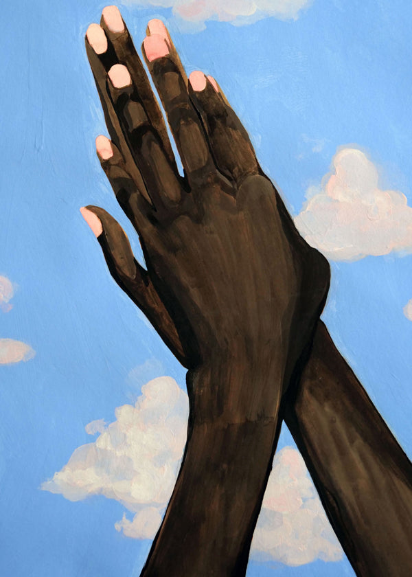 Illustration af hænder mod himlen