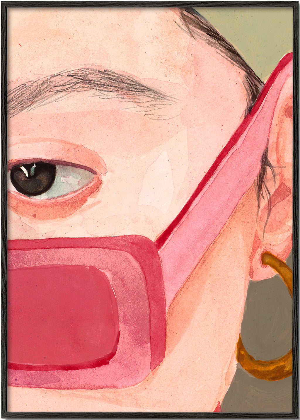 Illustration nærbillede med rosa solbriller