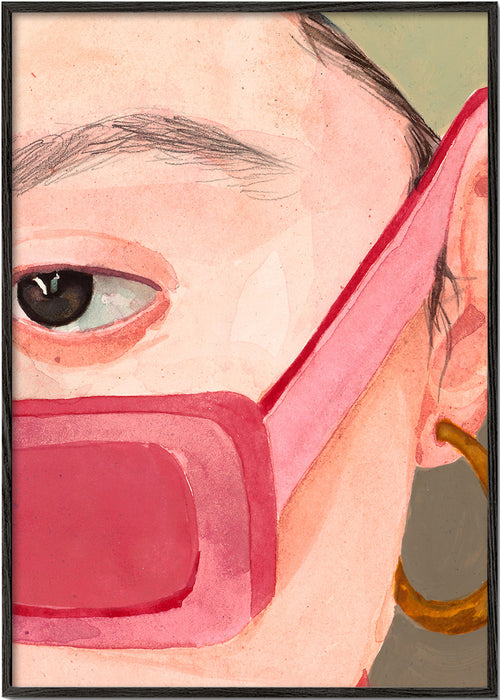 Illustration nærbillede med rosa solbriller
