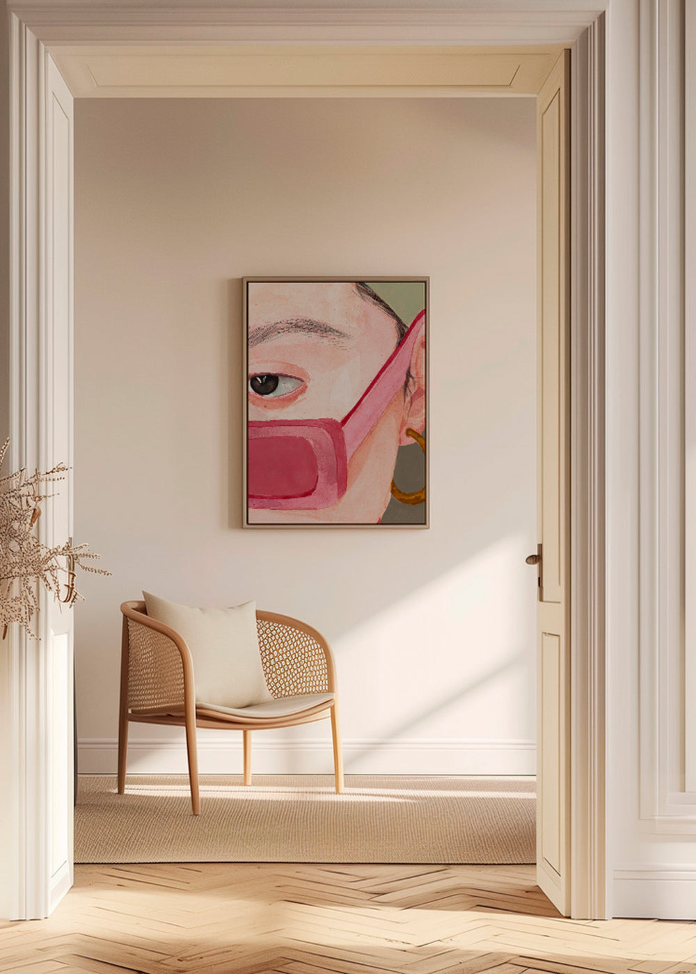 Illustration nærbillede med rosa solbriller