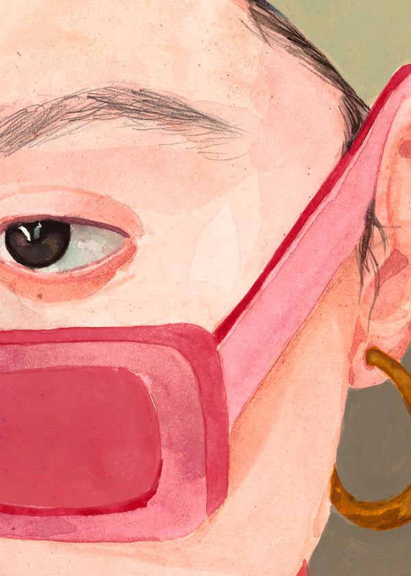 Illustration nærbillede med rosa solbriller