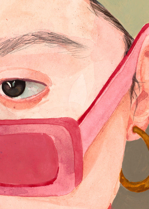 Illustration nærbillede med rosa solbriller
