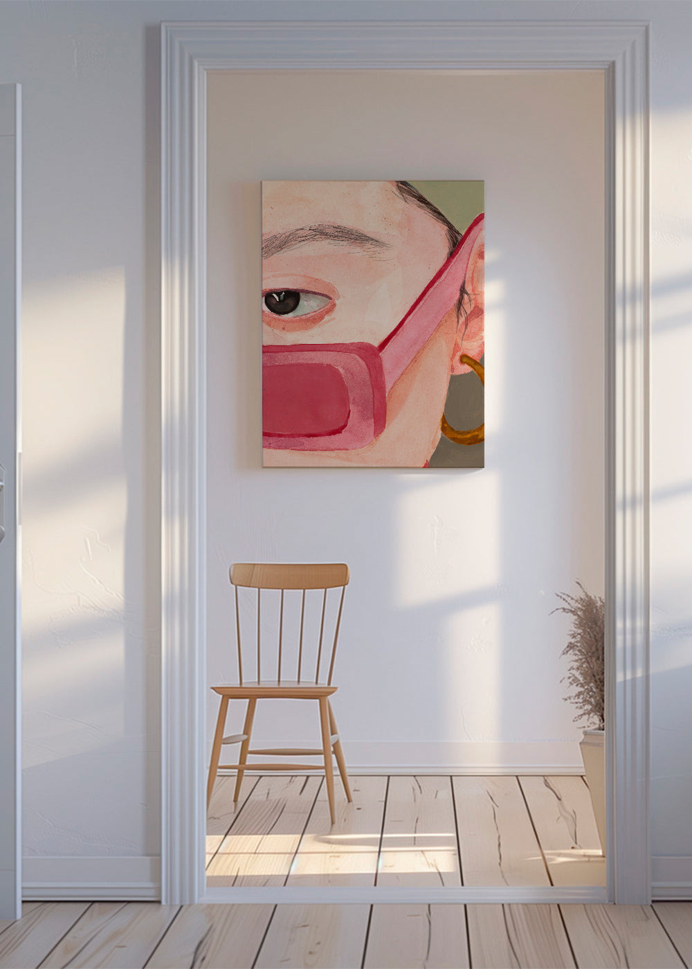 Illustration nærbillede med rosa solbriller