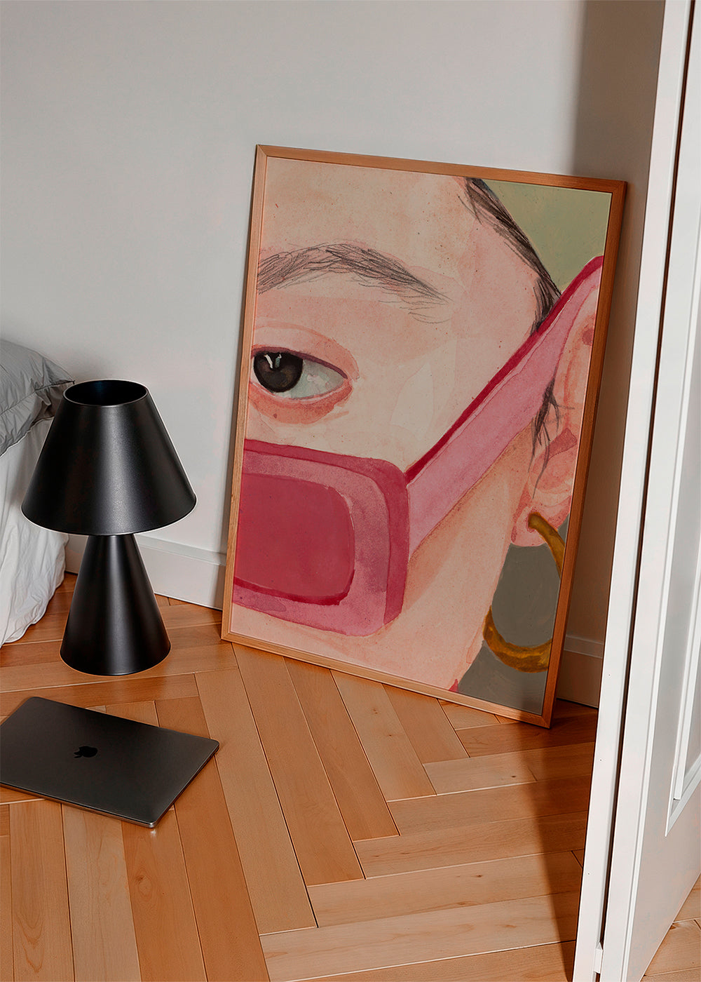 Illustration nærbillede med rosa solbriller
