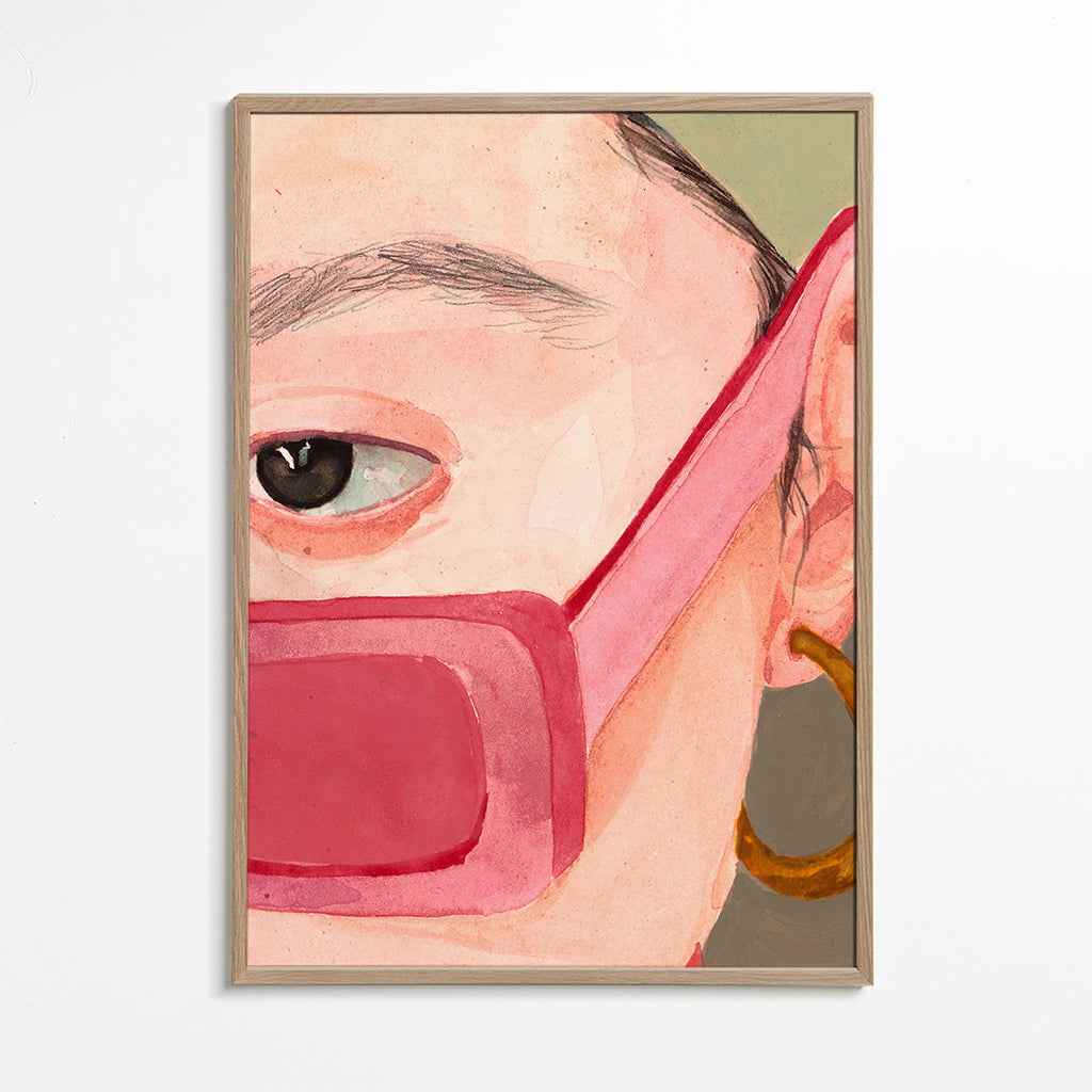 Illustration nærbillede med rosa solbriller