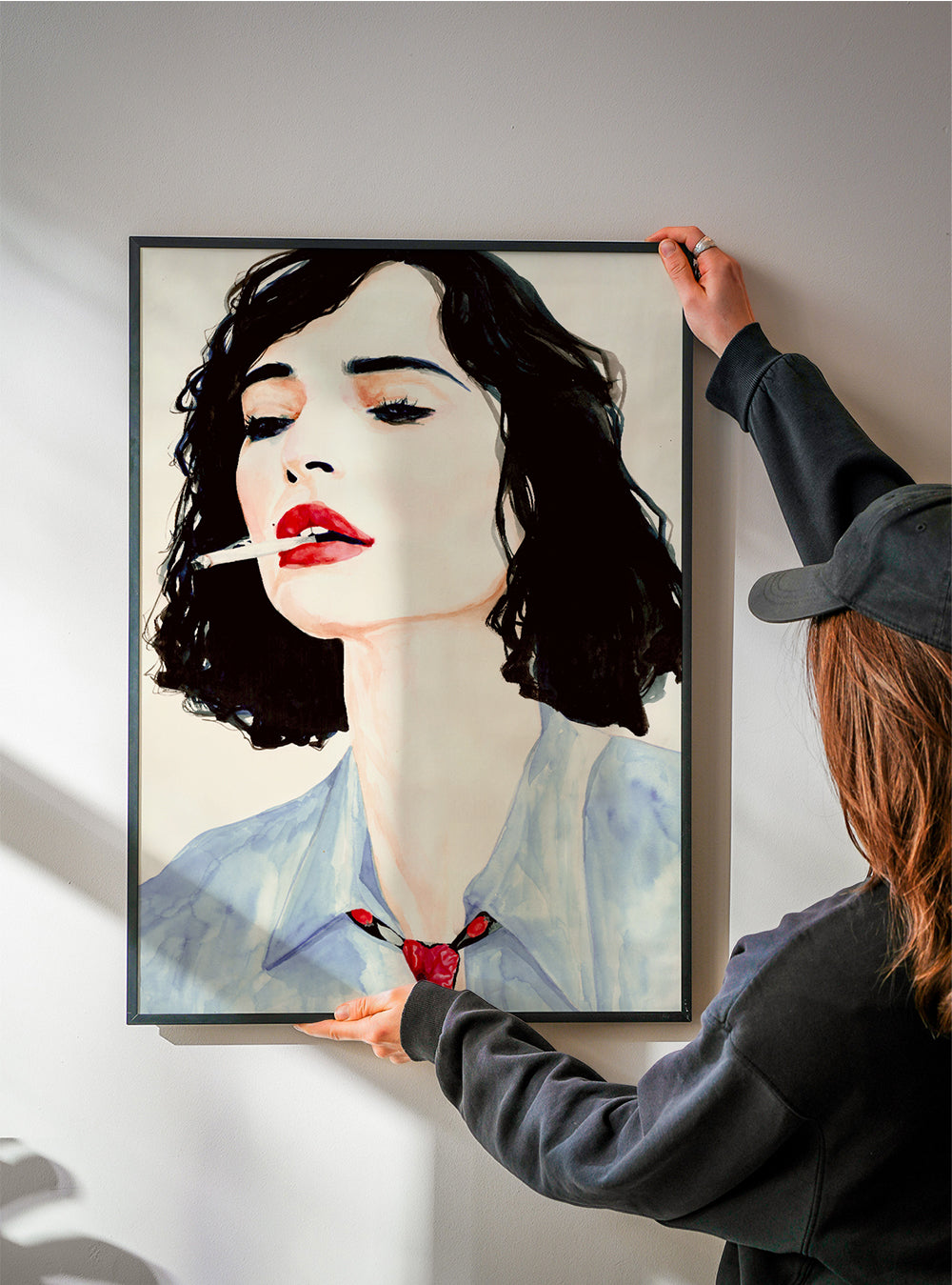 Illustration: kvindeportræt med markante læber