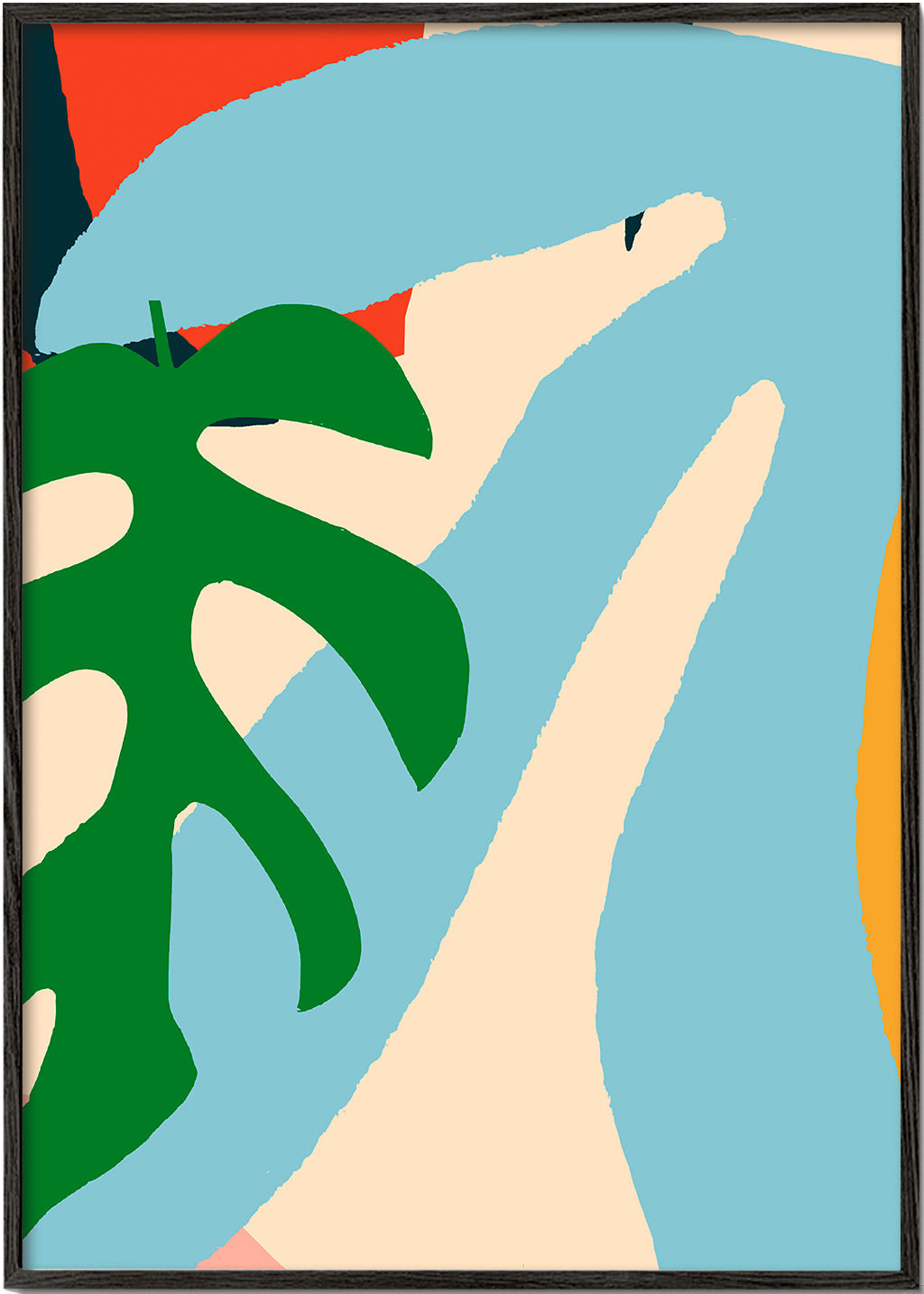 Hejre-illustration med grønt blad