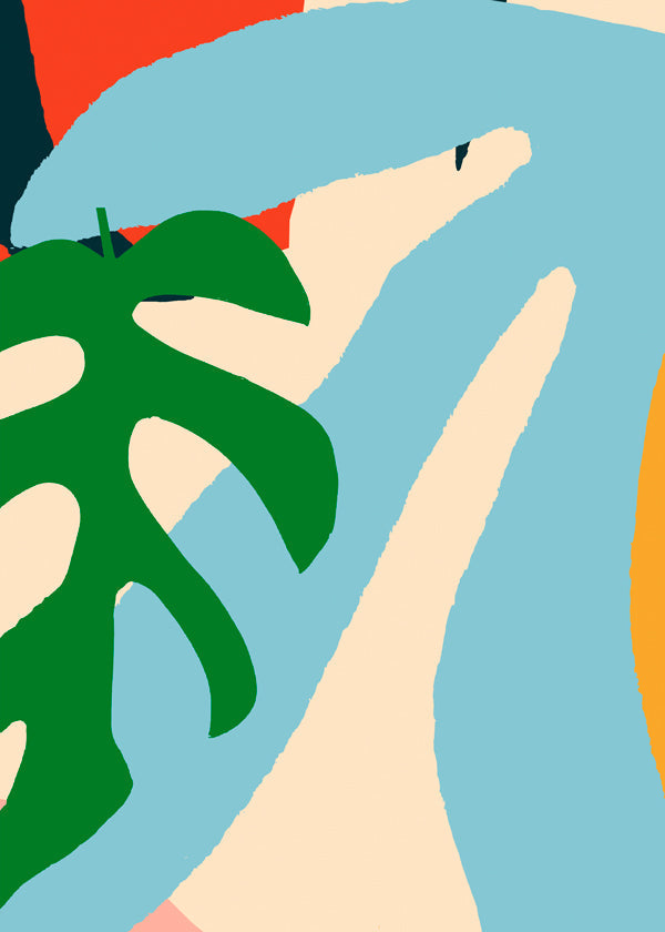Hejre-illustration med grønt blad