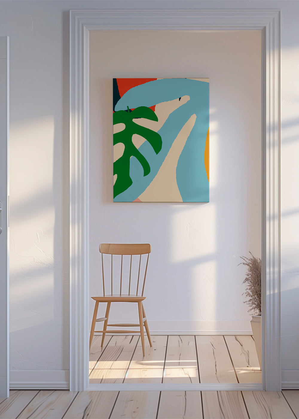 Hejre-illustration med grønt blad